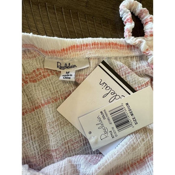 Roudelain Womens Spaghetti Strap Tank Top Pink And White Striped Size Medium NEW - Picture 6 of 12